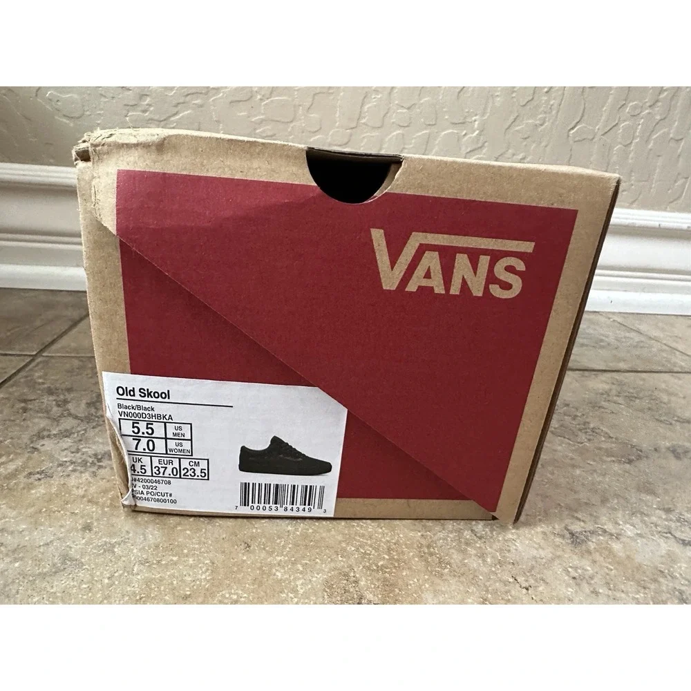 VANS OLD SKOOL CANVAS SHOES BLACK/BLACK VN000D3HBKA SIZE MENS 5.5 / WOMENS 7